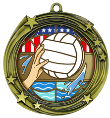 All Quality Water Polo Swirling Stars Design Medal - 1st, 2nd, 3rd Place