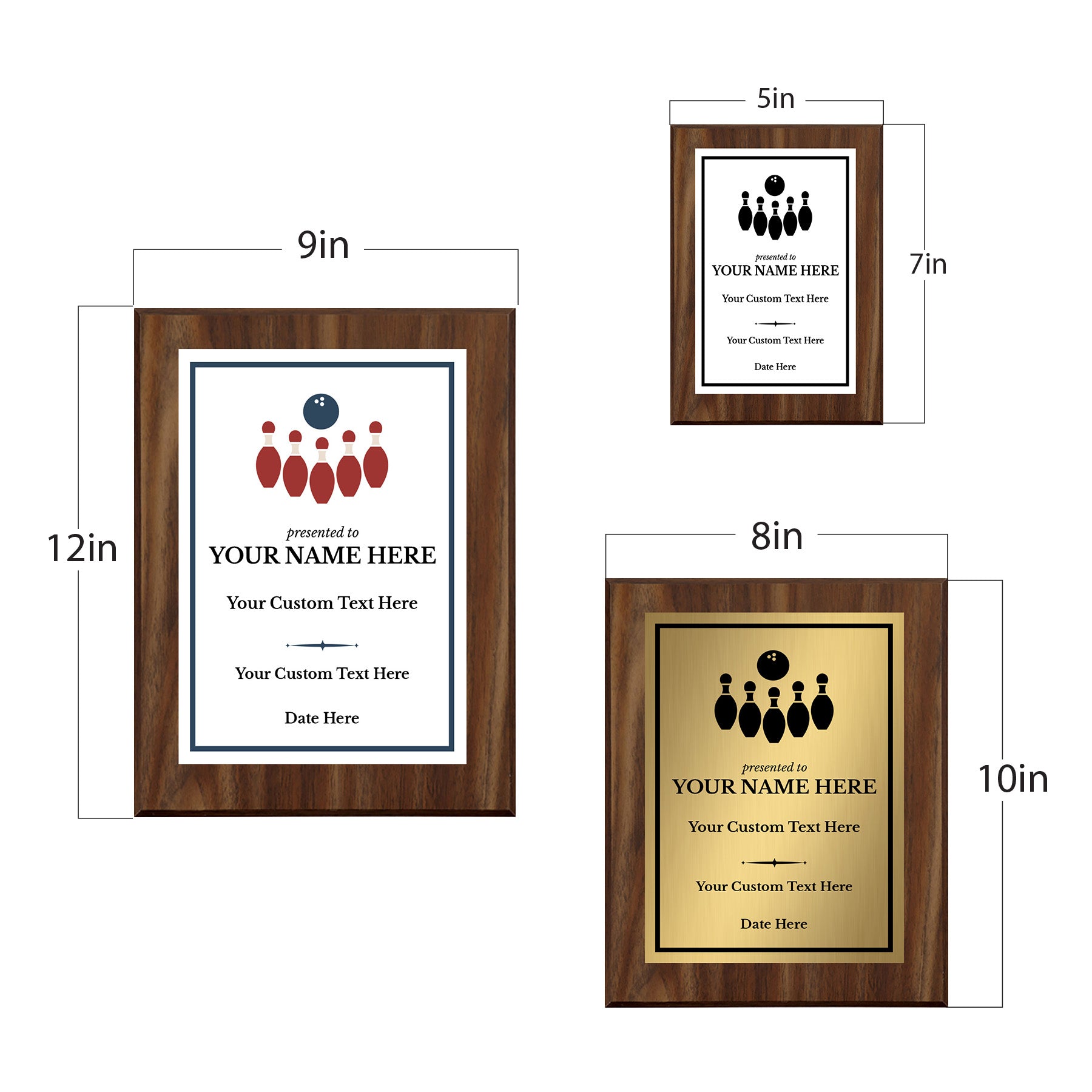 Bowling Customizable Wooden Award Plaque | Easel Mount Option | Achievement and Recognition Personalizable Plaques