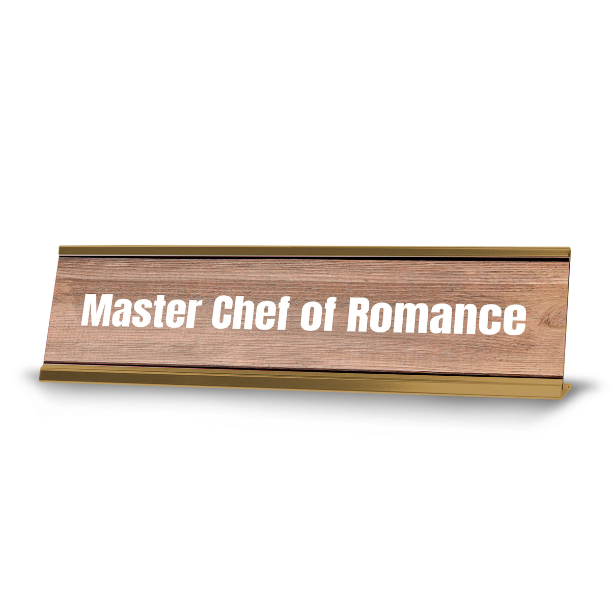 Master Chef of Romance Gold Frame Desk Sign (2x8") | Novelty Workplace and Home Office Decoration For Him