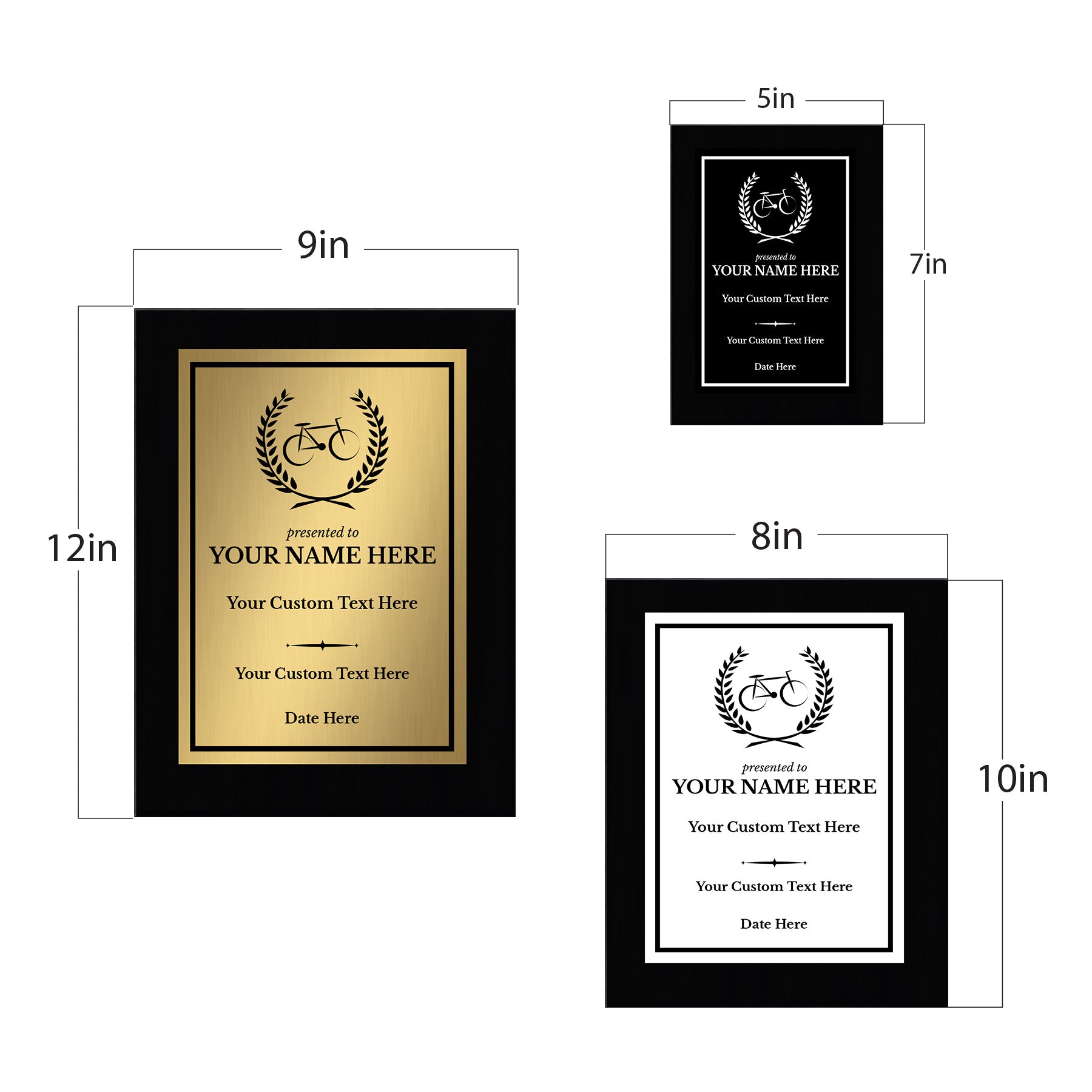 Cycling Customizable Black Frame Wooden Award Plaque | Easel Mount Option | Achievement and Recognition Personalizable Plaques