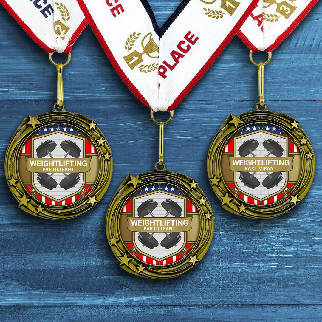 All Quality Stars Design Weightlifting Medal | Competition | High Quality Metal Medal - 1st, 2nd, 3rd Place