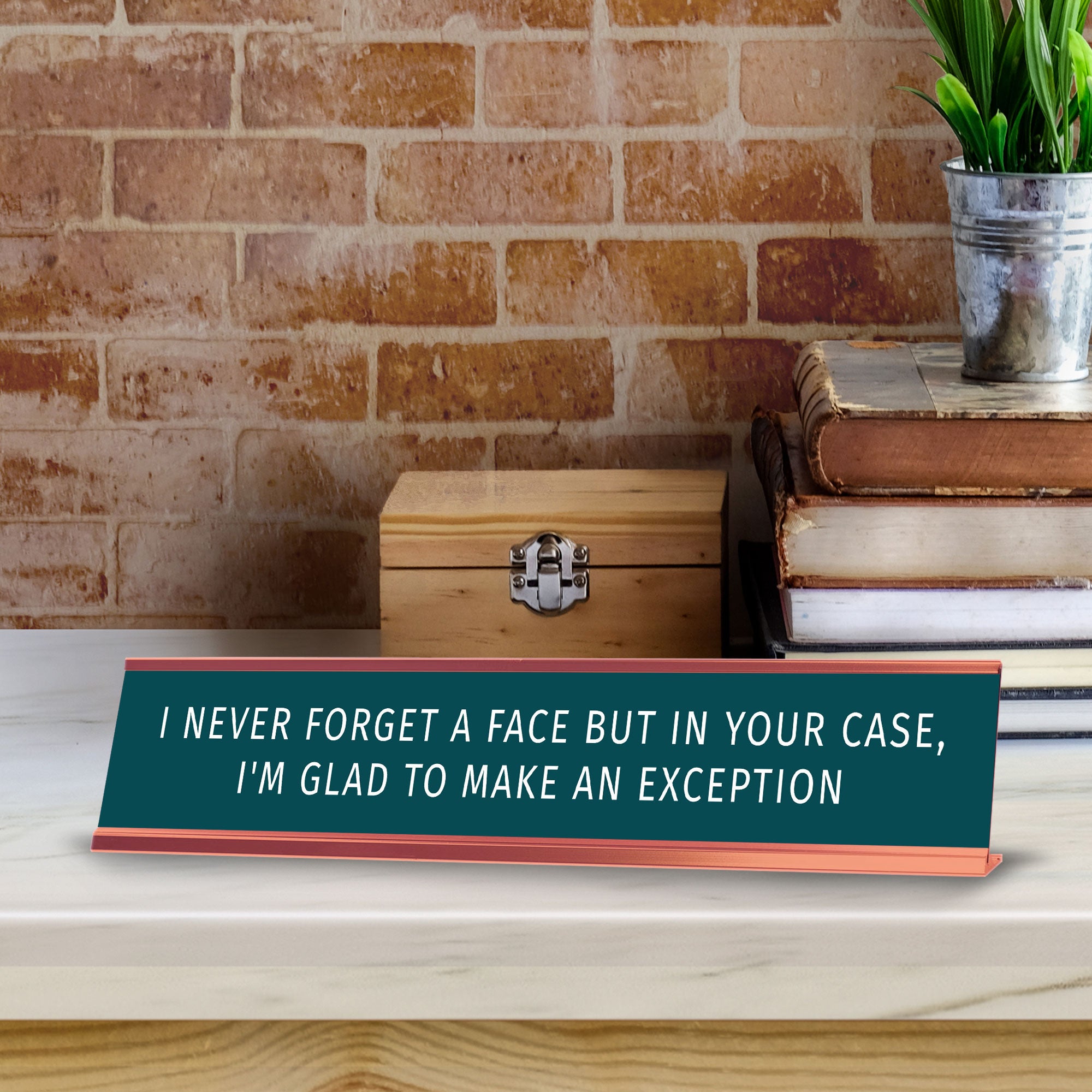 I Never Forget A Face But In Your Case, I'm Glad To Make An Exception Desk Sign (2x10") | Funny Office Decor