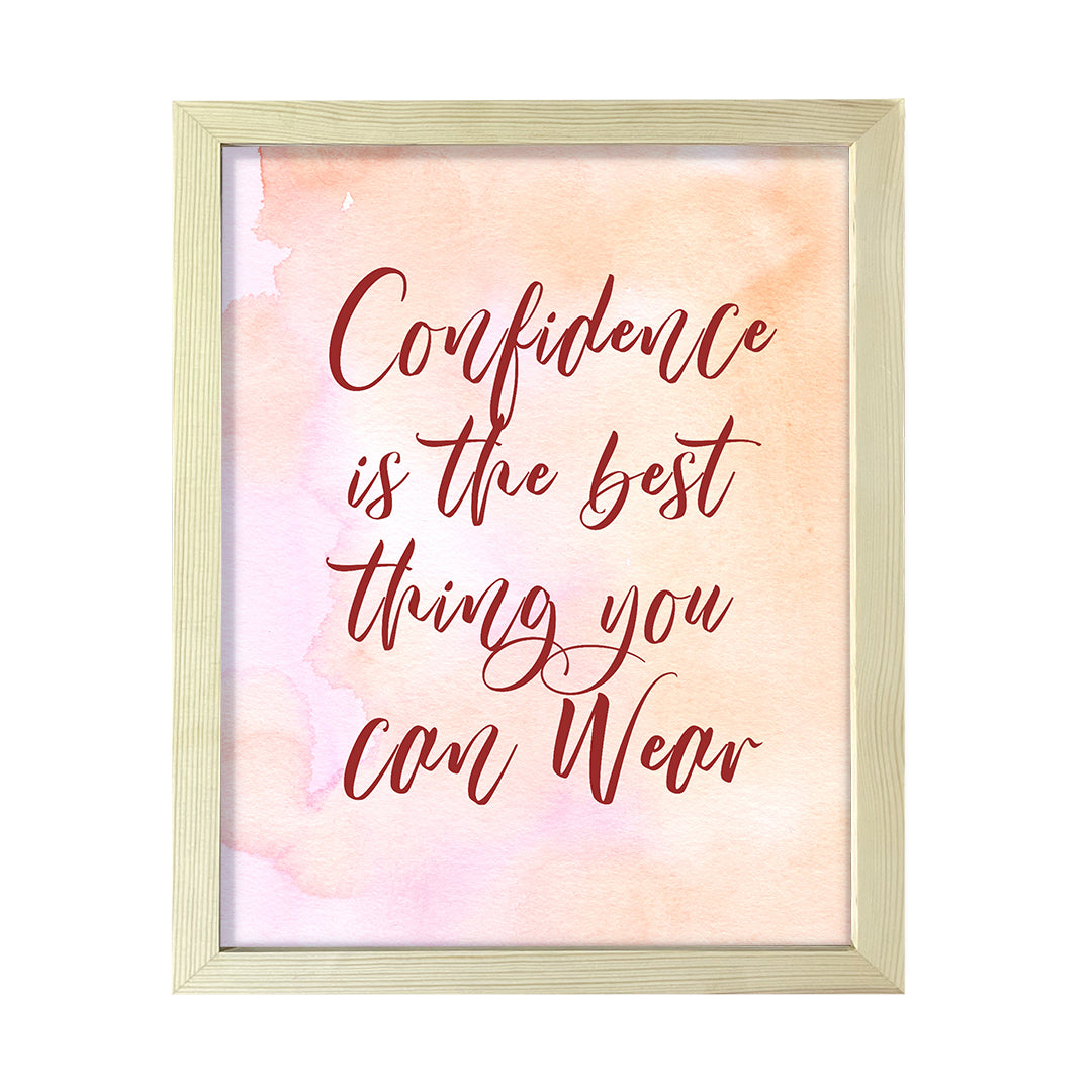 Confidence is the best thing you can wear, Inspirational Watercolor Framed Wall Art