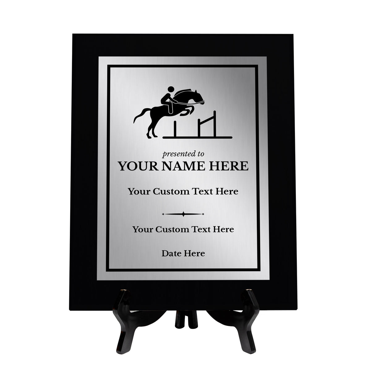 Equestrian and Horse Riding Customizable Black Frame Wooden Award Plaque | Easel Mount Option | Personalizable Plaques | Sport and Athletic Competition Award