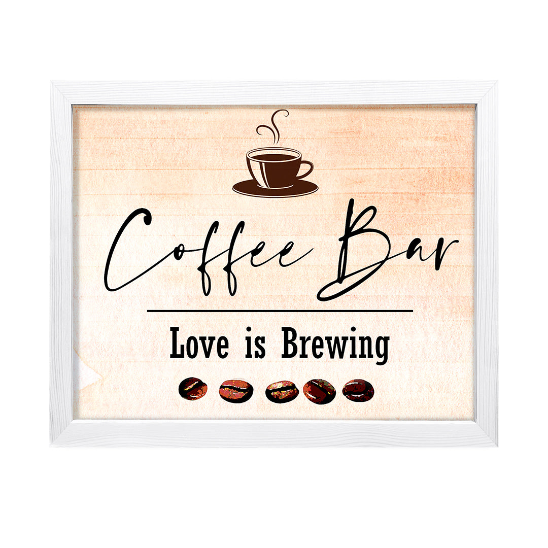 Coffee Bar. Love is brewing, Watercolor Framed Kitchen Wall Art