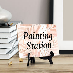 Signs ByLITA Painting Station Wedding Decoration Table Sign with Acrylic Stand (6x8“)