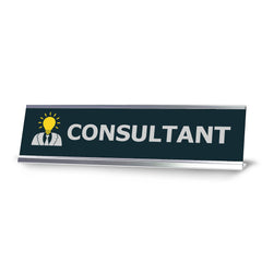 Consultant Bulb, Silver Frame,Desk Sign (2x8")