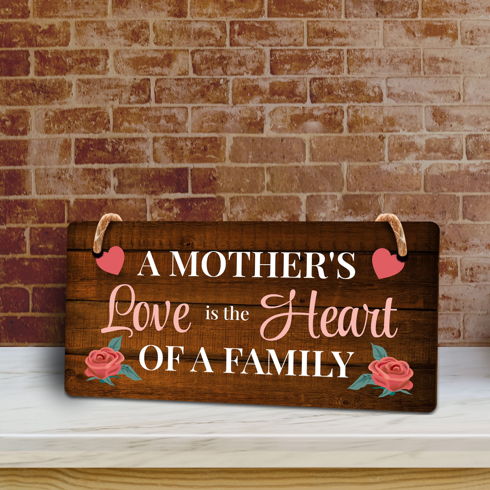 A Mother's Love Is The Heart Of A Family 5x10 Hanging Plus Wall or Door Sign | Cute & Funny Home Decor