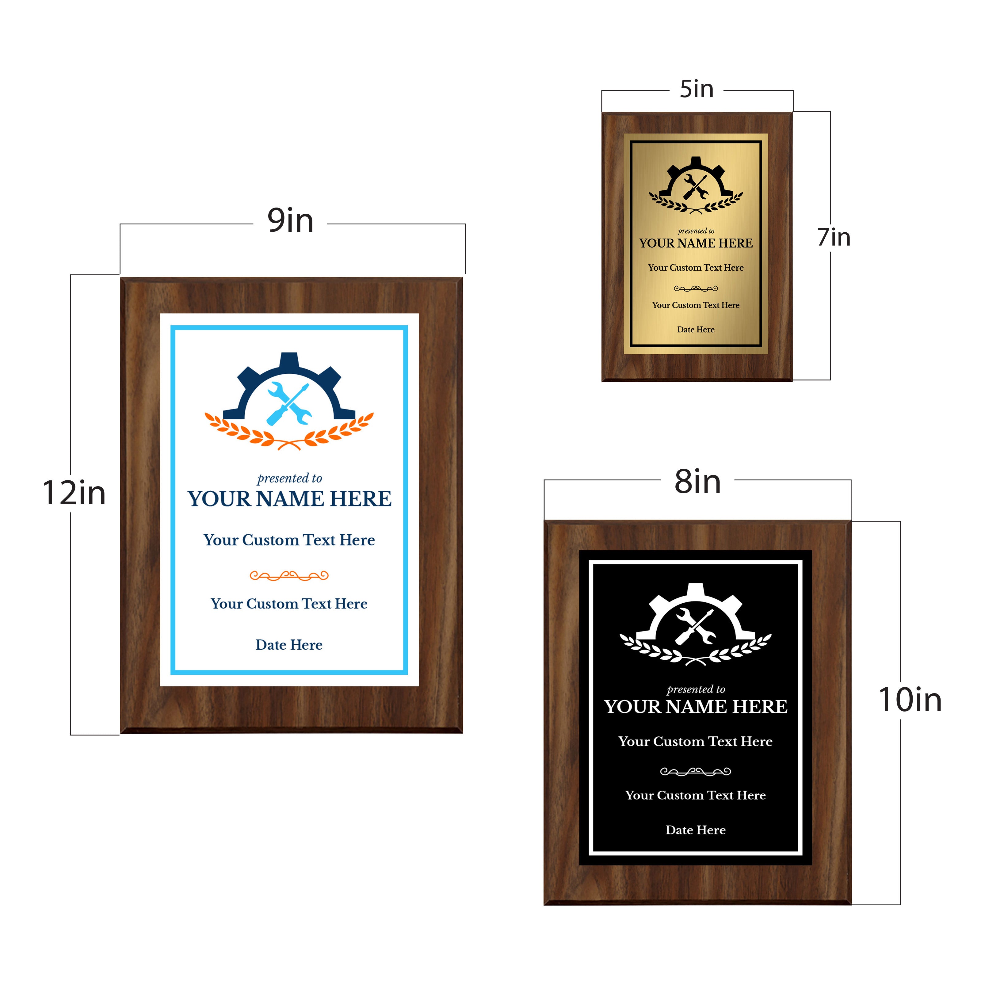 Engineering and Mechanics Theme Customizable Award Plaque |Easel Mount Option | Recognition of Achievement and Service Personalizable Plaques