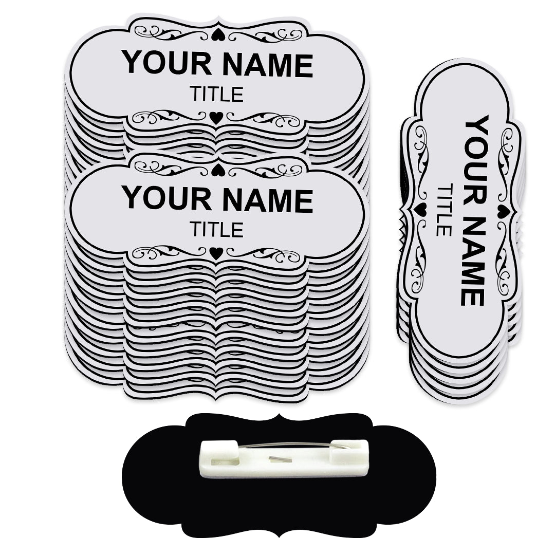 Signs ByLITA Designer Name Tags Blank Badges (1" x 3") With Pin Fastener Backing (25 Pack)