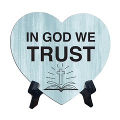 Sign ByLITA Heart In God we trust, Wood Color, Table Sign (6"x5")