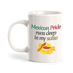 Designs ByLITA Mexican Pride Runs Deep in My Salsa 11oz Plastic or Ceramic Coffee Mug Elegance | Great Novelty Gift | High Quality Sublimation