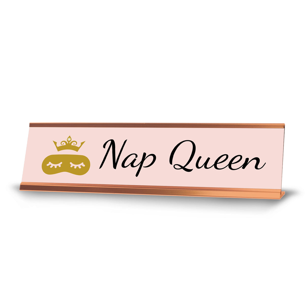 Nap Queen, Gold Frame Desk Sign (2x8)