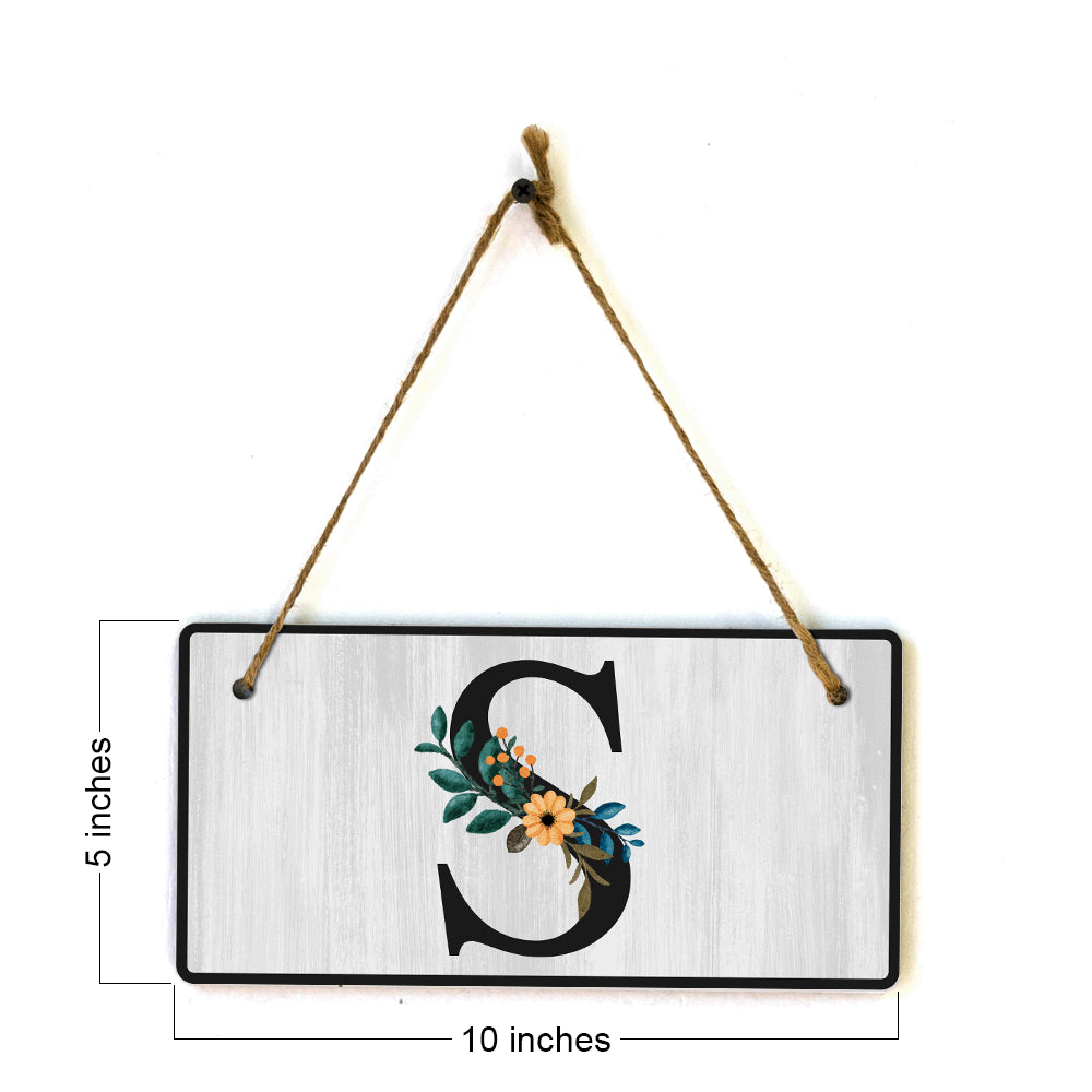 S Flower Decor 5x10 Hanging Wall or Door Sign | Alphabet Letter Room Decoration