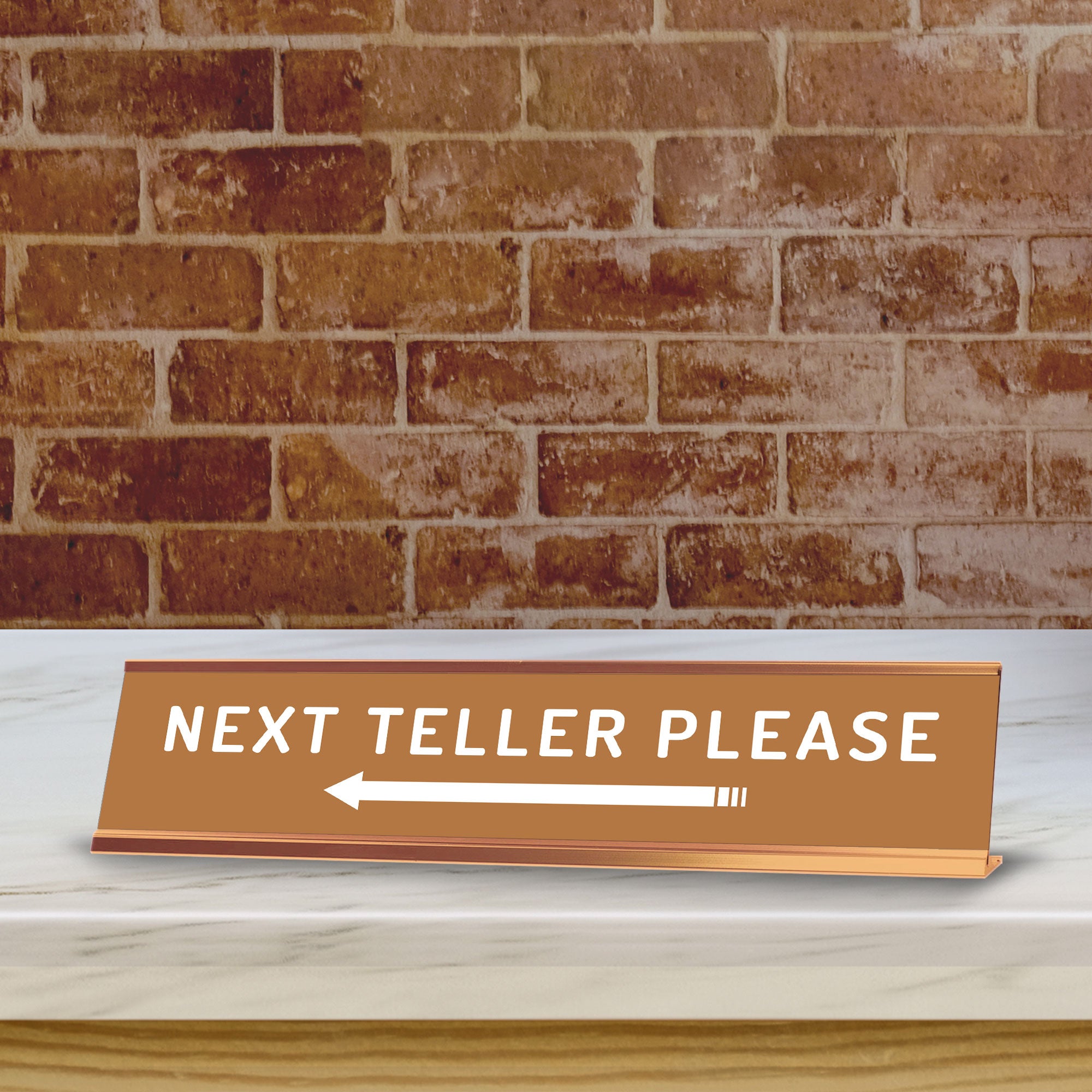 Next Teller Please (Left Arrow) 2 x 10" Desk Sign | Office & Shops