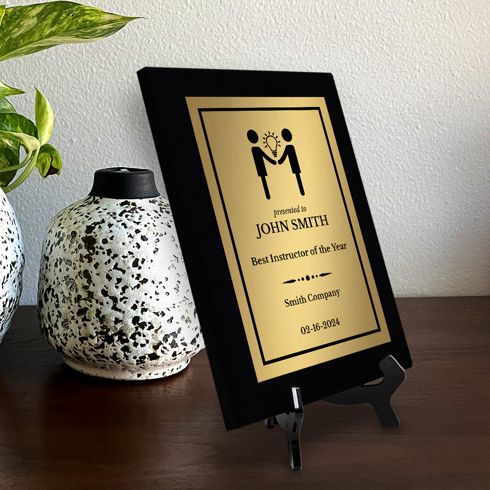 Instructor or Mentor Recognition Customizable Black Frame Award Plaque | Easel Mount Option | Achievement and Service Personalizable Plaques