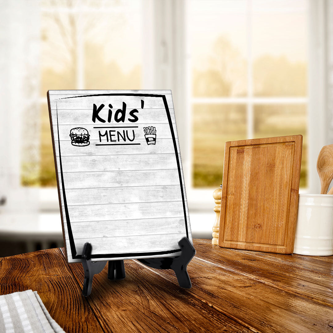 Kids' Menu 6x8 Dry Wipe Table Sign Easy Installation | Restaurant & Bar | Perfect To Clearly Direct Customers & Advertise Specials | No Pen Included