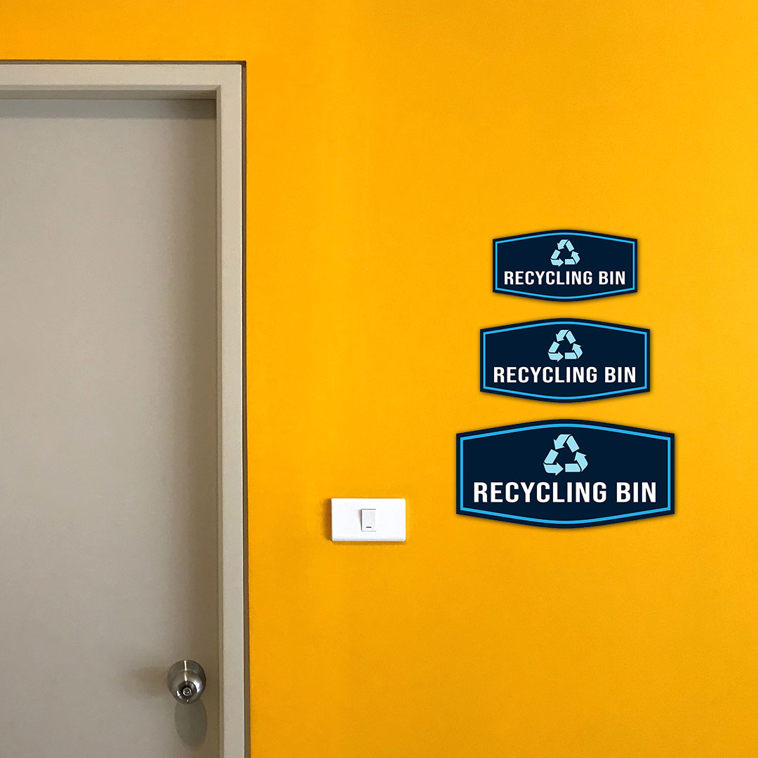 Fancy Plus Recycling Bin Wall or Door Sign Easy Installation | Eco-Friendly Green Awareness