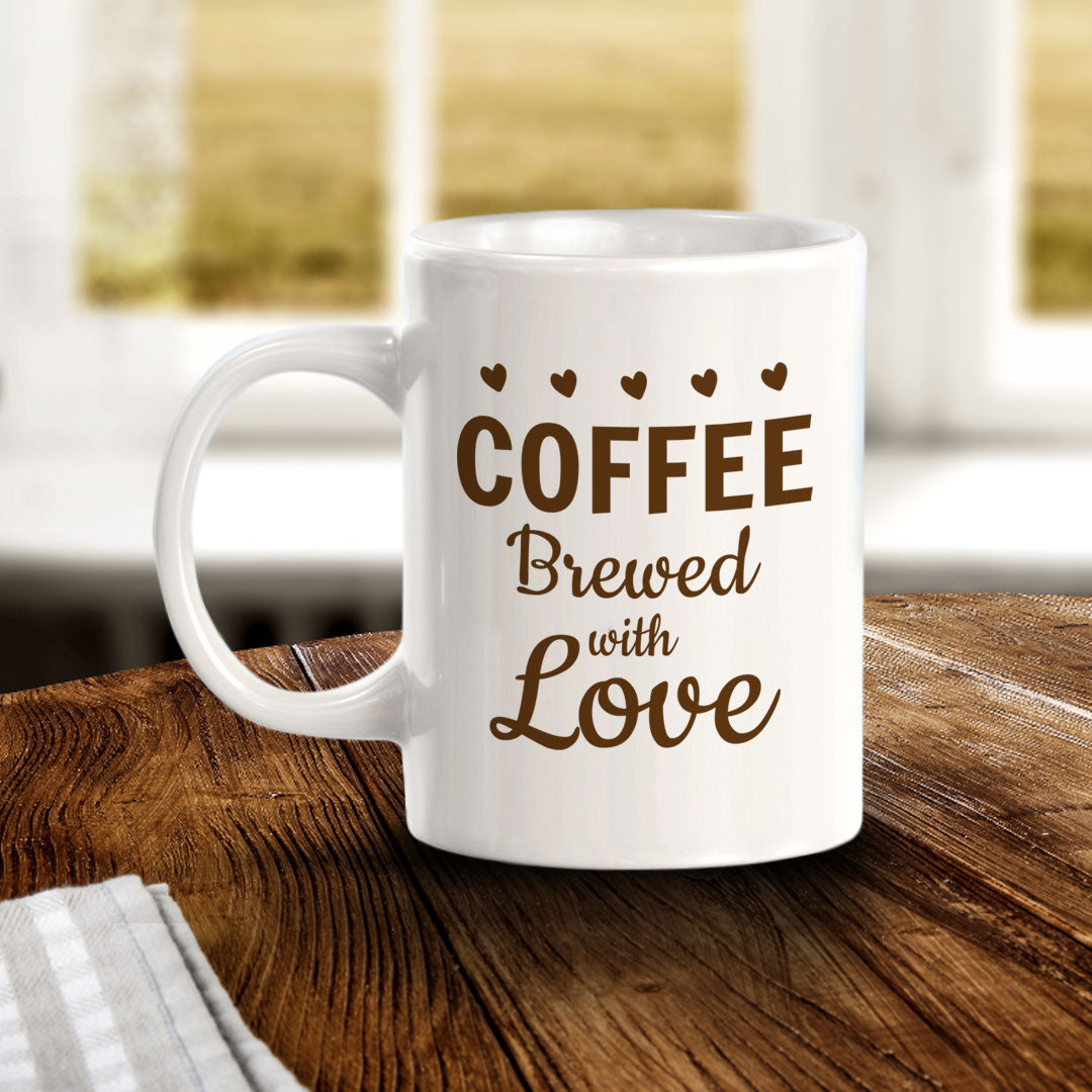 Designs ByLITA Coffee: Brewed with Love Office Workspace Home Family 11oz Plastic/Ceramic Coffee Mug