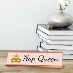 Nap Queen, Gold Frame Desk Sign (2x8)