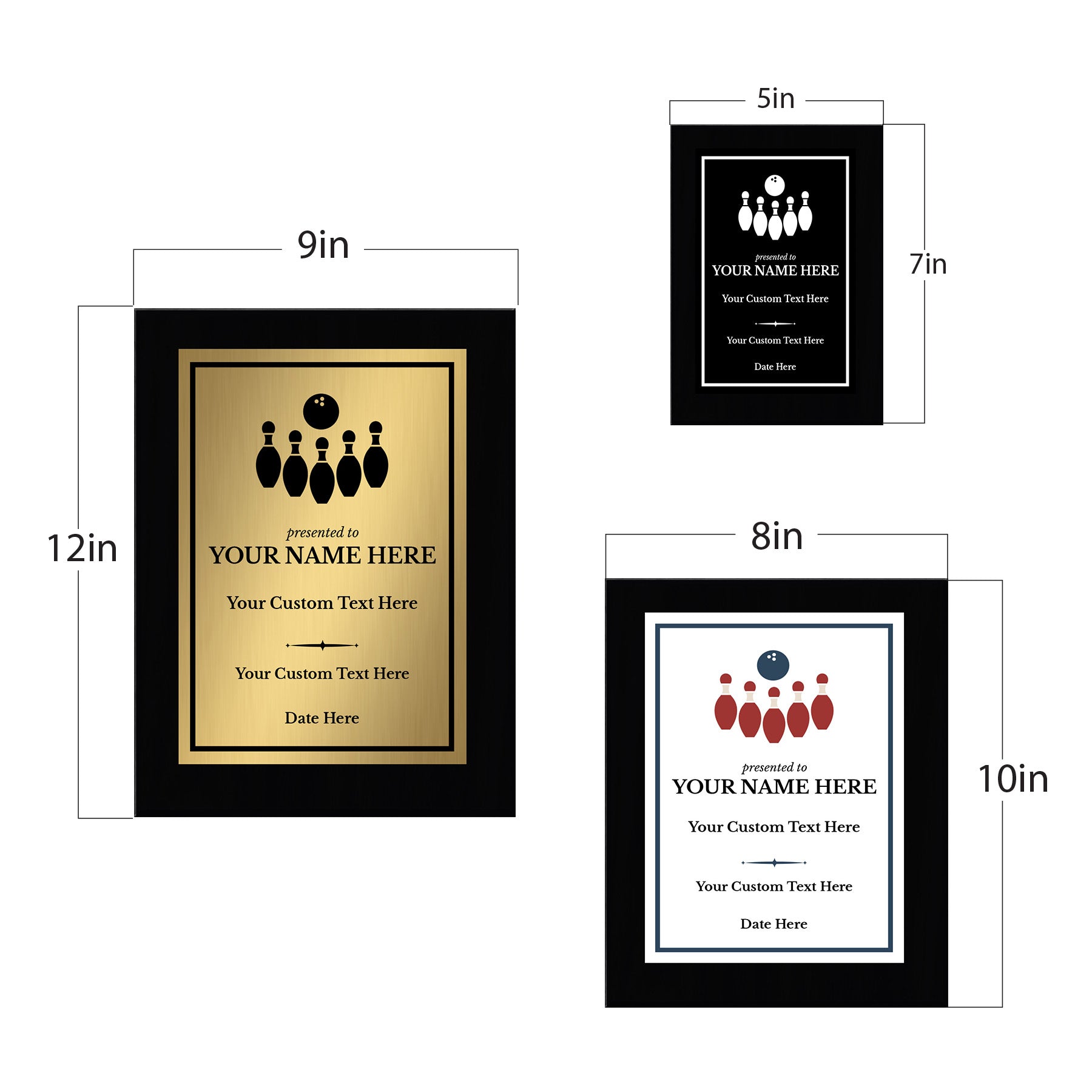 Bowling Customizable Black Frame Wooden Award Plaque | Easel Mount Option | Achievement and Recognition Personalizable Plaques