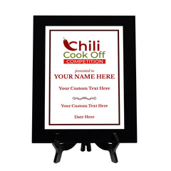 Chili Cook Off Competition Customizable Black Frame Award Plaque | Easel Mount Option | Achievement and Recognition Personalizable Plaques