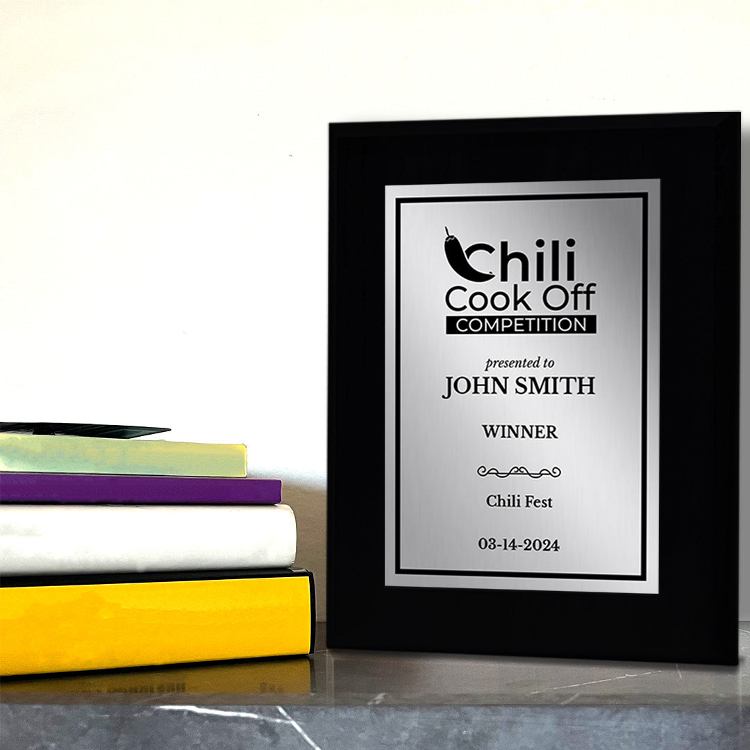 Chili Cook Off Competition Customizable Black Frame Award Plaque | Easel Mount Option | Achievement and Recognition Personalizable Plaques