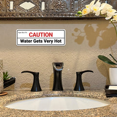 Standard Plus | Caution Water Gets Very Hot Wall or Door Sign | Customizable with Your Company Logo