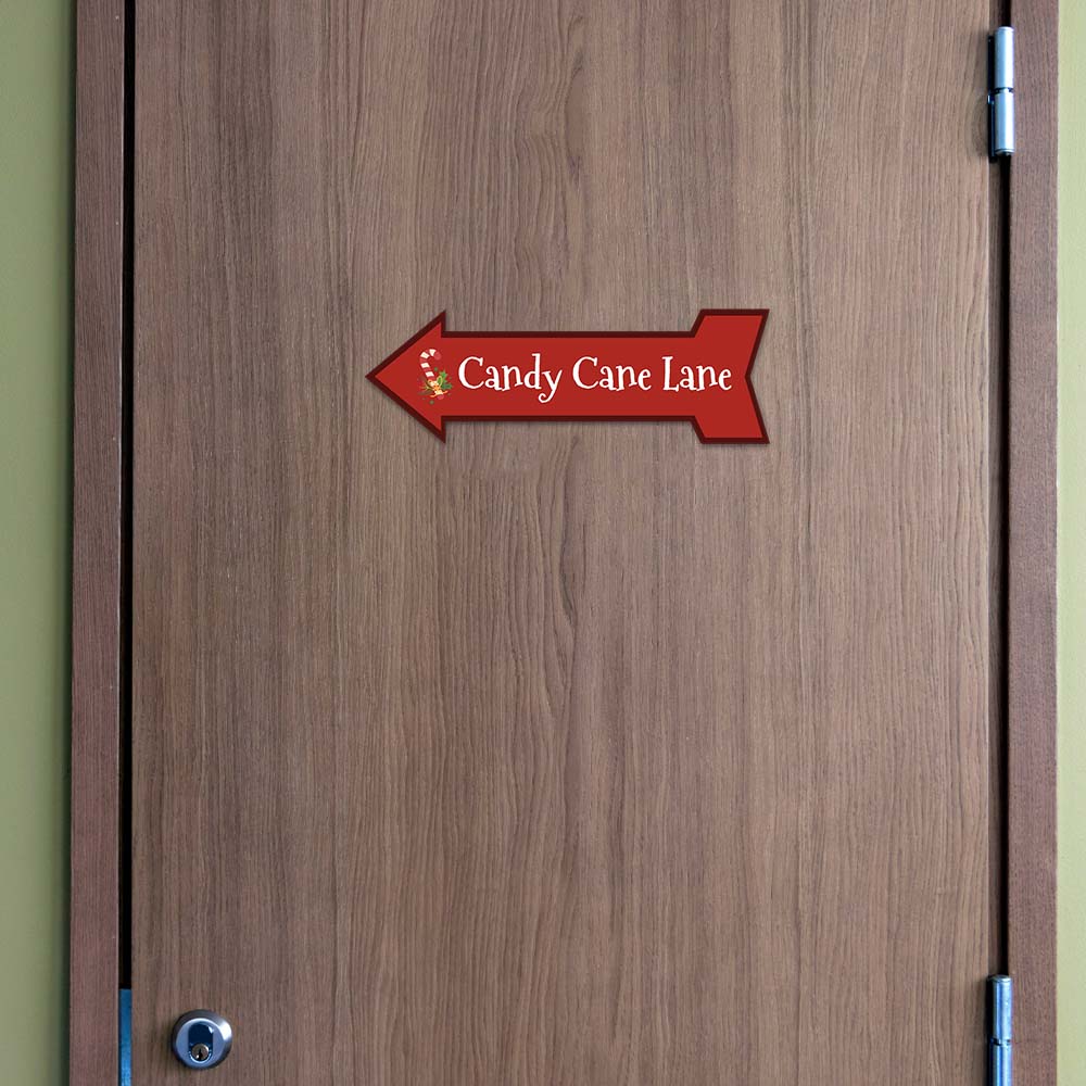 Arrow Shape Plus Candy Cane Lane 12x4" Wall or Door Sign | Christmas Holiday Decoration