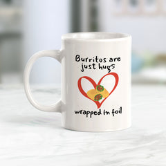 Designs ByLITA Burritos Are Just Hugs Wrapped in Foil 11oz Plastic or Ceramic Coffee Mug Elegance | Great Novelty Gift | High Quality Sublimation | Mexican Pride