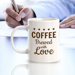 Designs ByLITA Coffee: Brewed with Love Office Workspace Home Family 11oz Plastic/Ceramic Coffee Mug