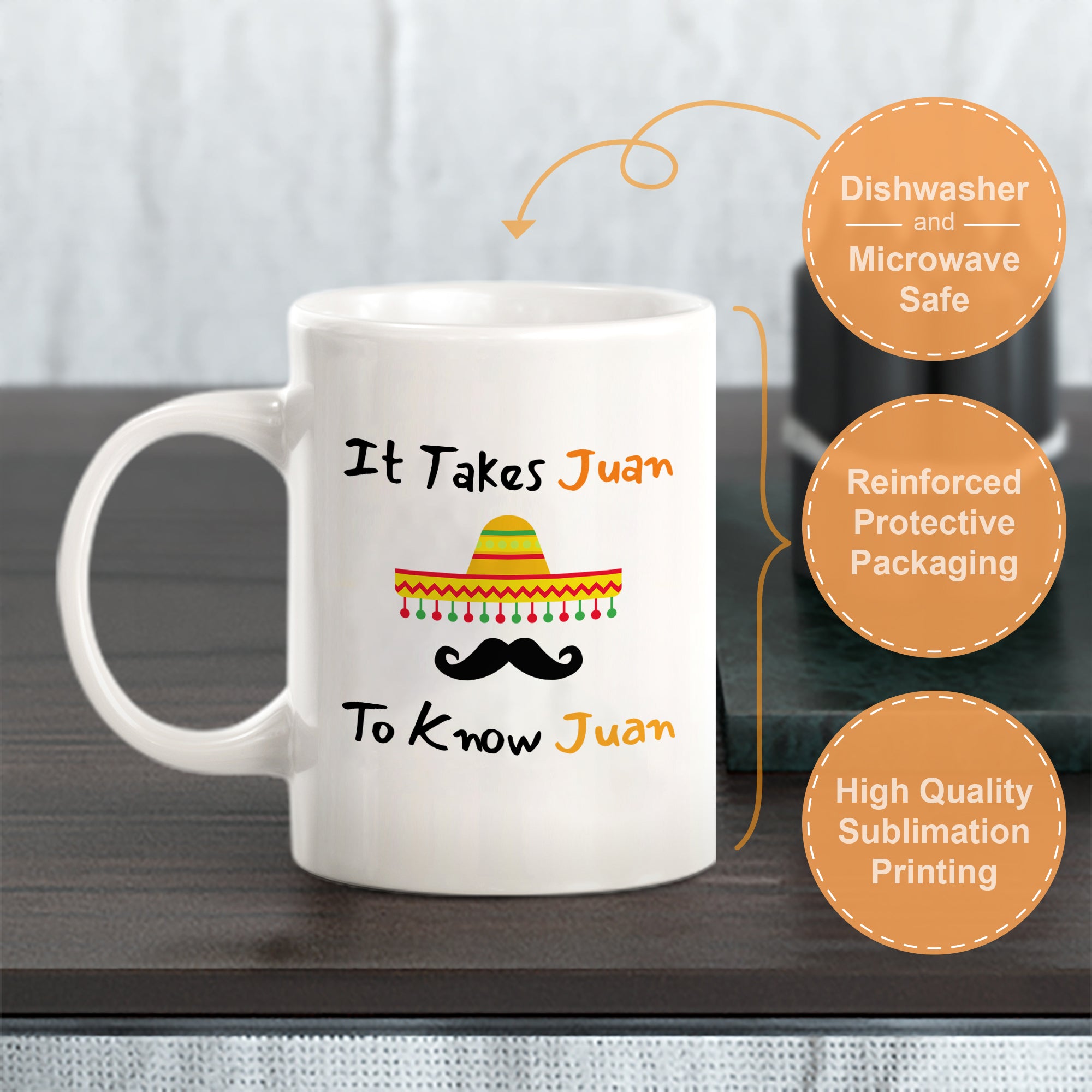 Designs ByLITA It Takes Juan To Know Juan 11oz Plastic or Ceramic Coffee Mug Elegance | Great Novelty Gift | High Quality Sublimation | Mexican Pride