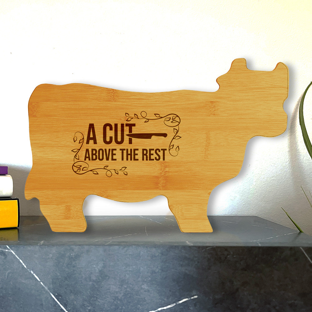 A Cut Above The Rest 14.75 x 9.75" Cow Shape Cutting Board | Funny Kitchen Chopping Board