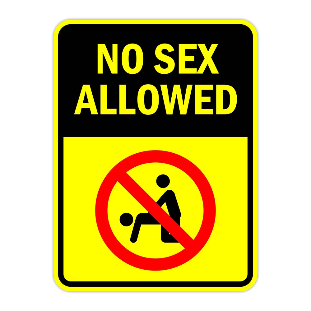 Portrait Round Plus No Sex Allowed Door or Wall Sign | Funny Warning Sign For Bedroom