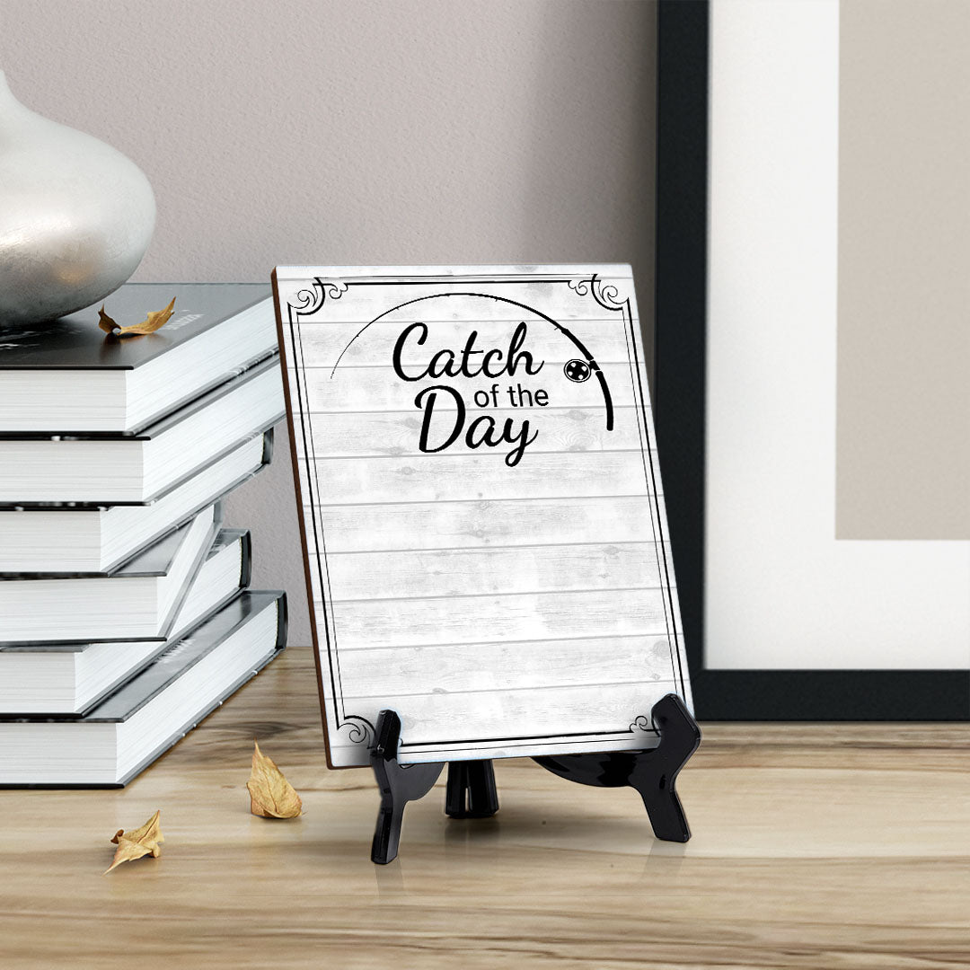 Catch of the Day 6x8 Dry Wipe Table Sign Easy Installation | Restaurant & Bar | Perfect To Clearly Direct Customers & Advertise Specials | No Pen Included