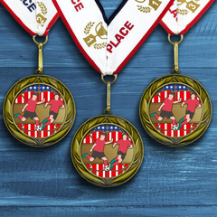 All Quality Soccer Wreath Design Medal - 1st, 2nd, 3rd Place