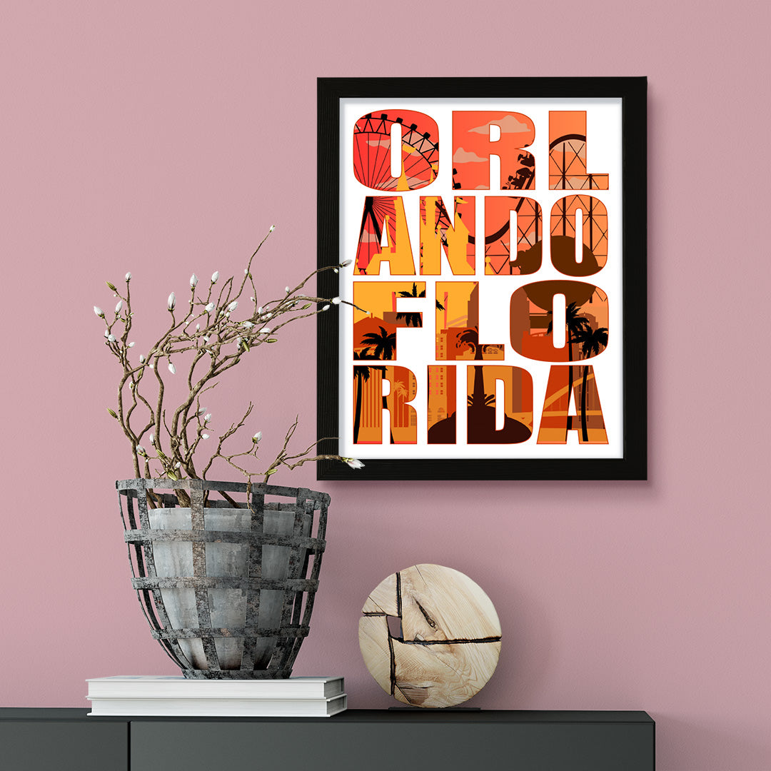 Designs ByLITA Orlando, Florida Inspirational, Wall Print Art | American Cities Stylish Home Decoration (Unframed or Framed)