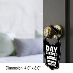 Day Sleeper Do Not Knock Door Hanger | House or Business Door Sign