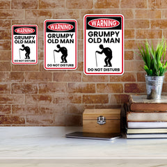 Portrait Round Plus Warning Grumpy Old Man Do Not Disturb Wall or Door Sign | Easy Installation | Funny Novelty Imitation Warning Signs