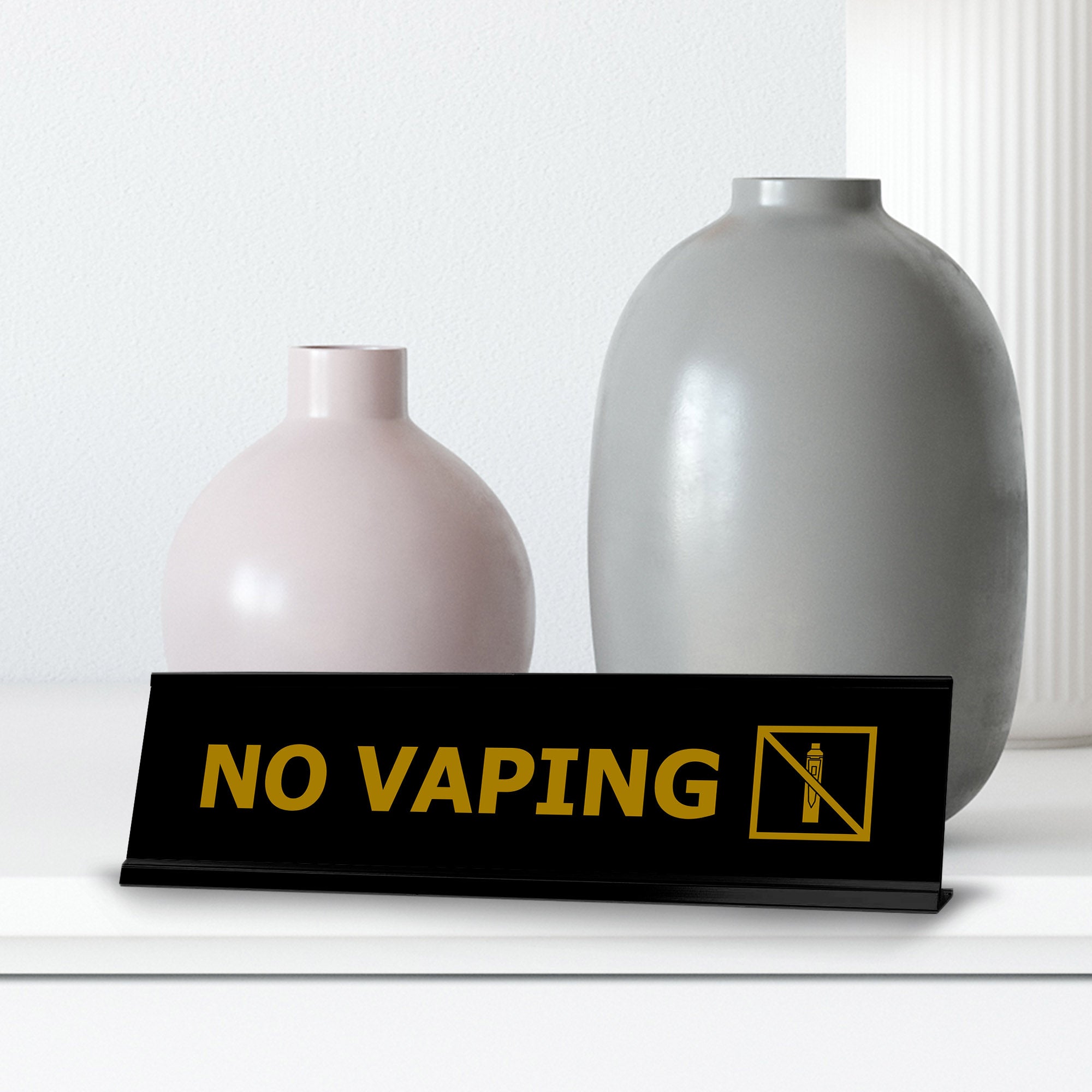 No Vaping, Gold Black Frame, Desk Sign (2x8")