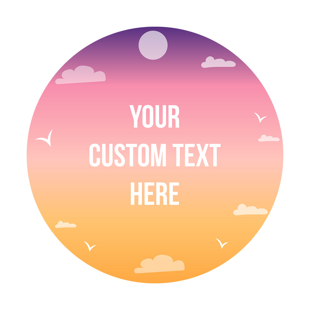 Customizable 8x8" Circle Mouse Pad – Sunset Color Background – Add Your Own Message or Text – Premium Non-Slip Surface, Perfect for Home, Office, or Gift Use