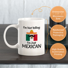 Designs ByLITA I'm Not Yelling, I'm Just Mexican 11oz Plastic or Ceramic Coffee Mug Elegance | Great Novelty Gift | High Quality Sublimation | Mexican Pride