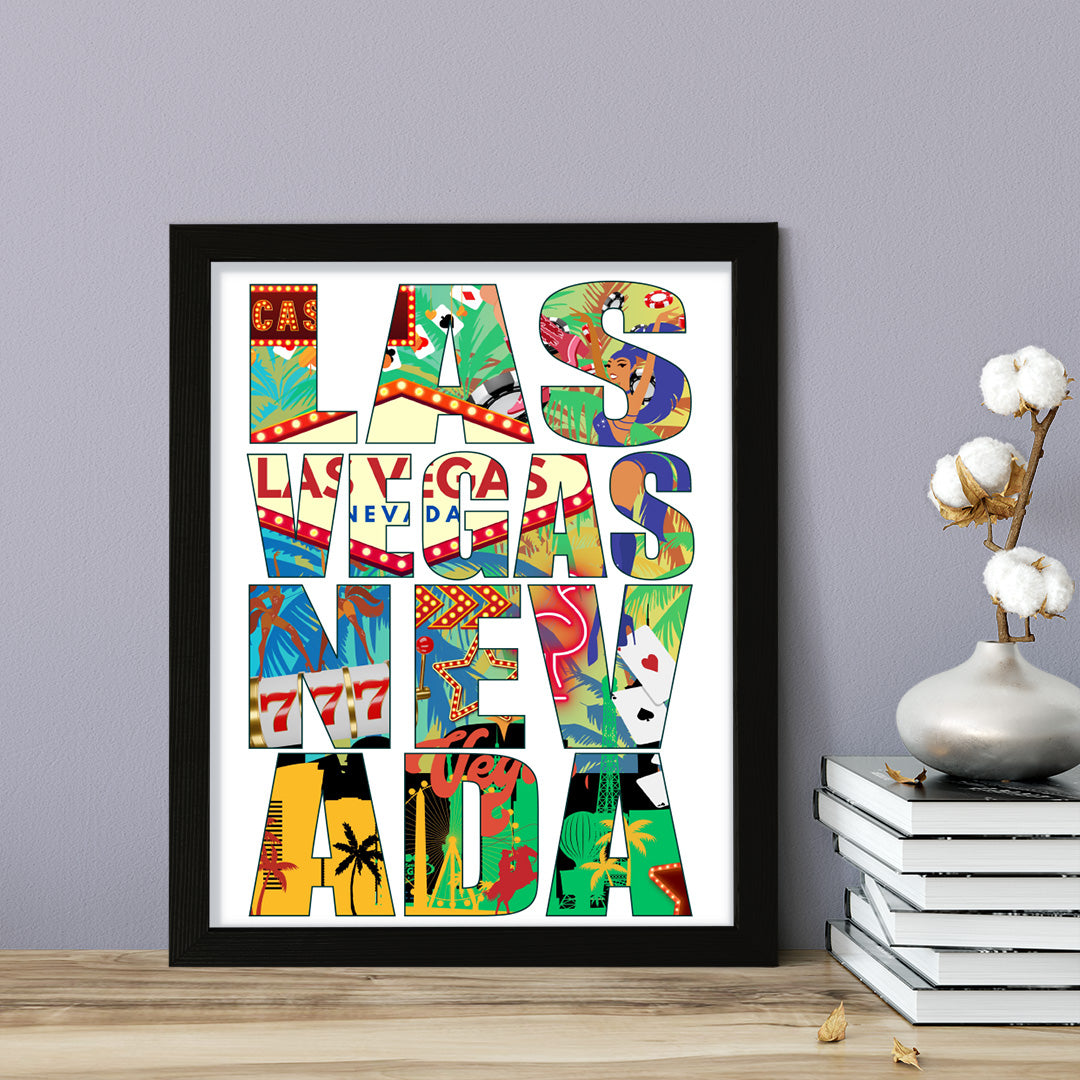 Designs ByLITA Las Vegas, Nevada Inspirational, Wall Print Art | American Cities Stylish Home Decoration (Unframed or Framed)