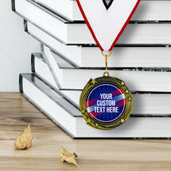 Patriot Custom Personalized Stars Design Medal | Choice of Ribbon | USA Flag Personalized Award