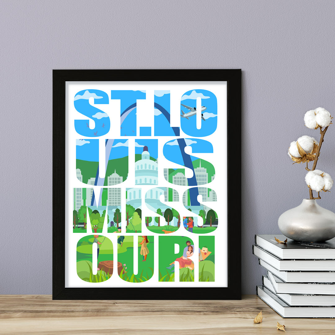 Designs ByLITA St. Louis, Missouri Inspirational, Wall Print Art | American Cities Stylish Home Decoration (Unframed or Framed)