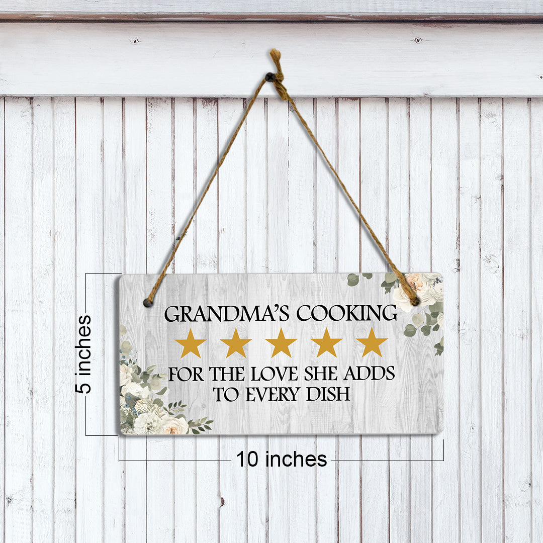 5 Stars Grandma's Cooking: 5 Stars For The Love She Adds To Every Dish 5x10 Hanging Plus Wall or Door Sign | Grandma's Home Décor