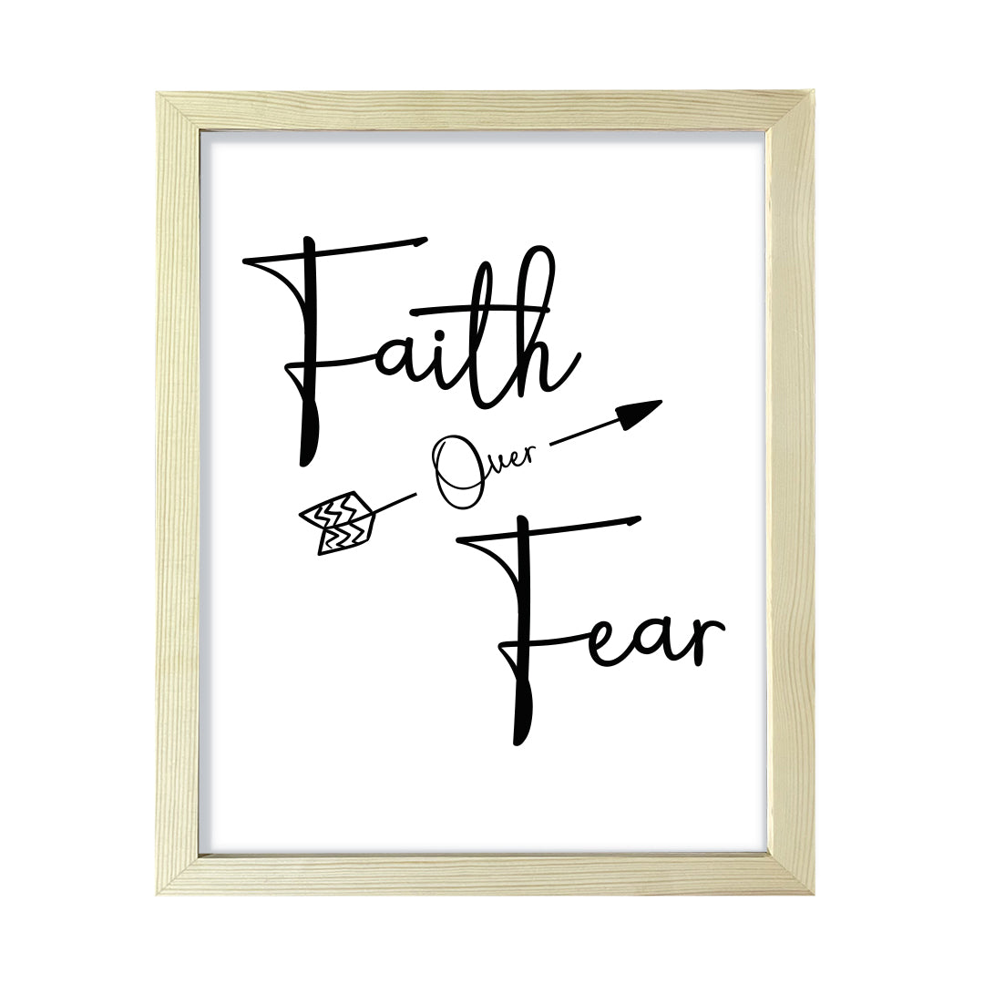 Faith Over Fear, Framed Inspirational Wall Art, Home Décor Prints