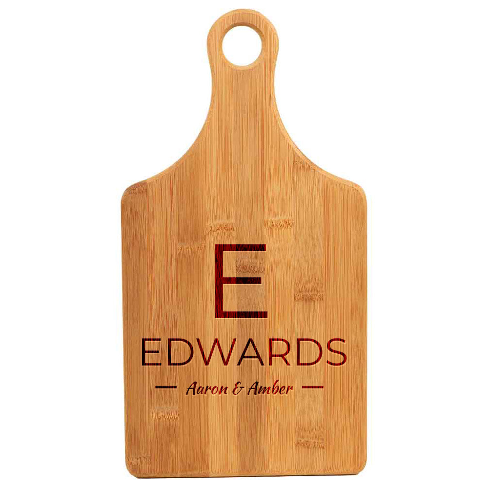 Designs ByLITA Personalized Bamboo Paddle Shaped Cutting Board, Customizable Kitchen Chopping Board (9 Design Options)