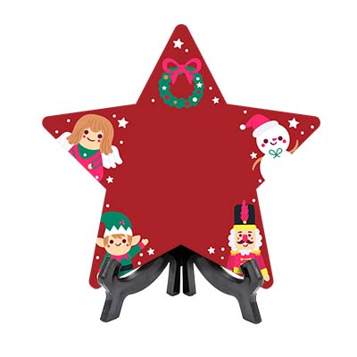 Customizable Christmas Star Shape Table Sign With Acrylic Stand (6” x 5.75”) | Holiday Indoor Decoration