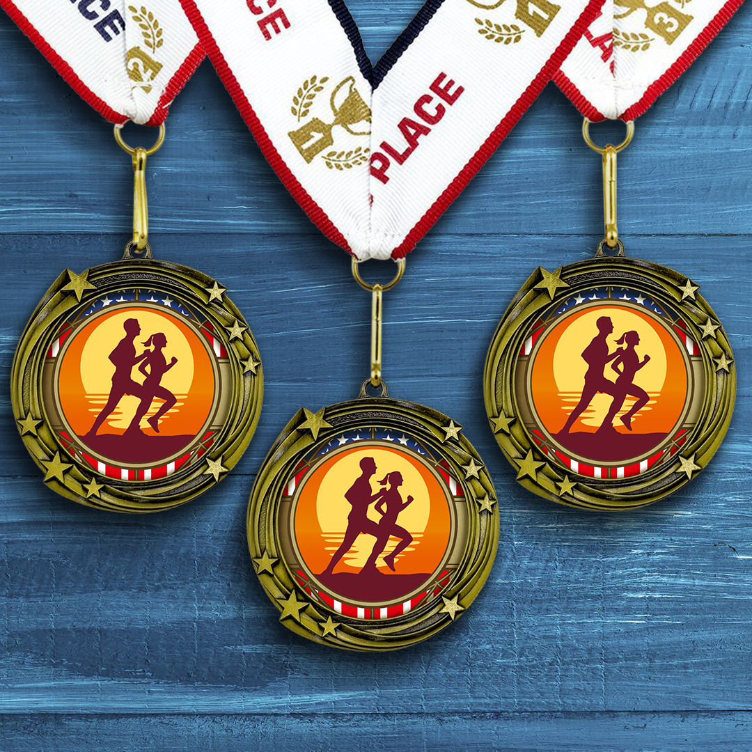 All Quality Stars Design Running Medal - 1st, 2nd, 3rd Place